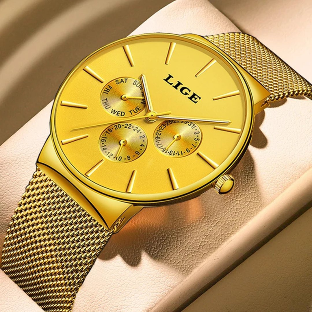 LIGE 9936G Fashion Sports Mens Watches Top Brand Luxury Ultra Thin Casual Quartz Watch