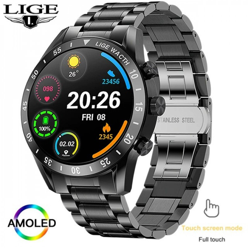 LIGE BW0321 Smart Watch For Men Bluetooth Call Men's Watches Sports Fitness Wristbands Smartwatch Android iOS watch