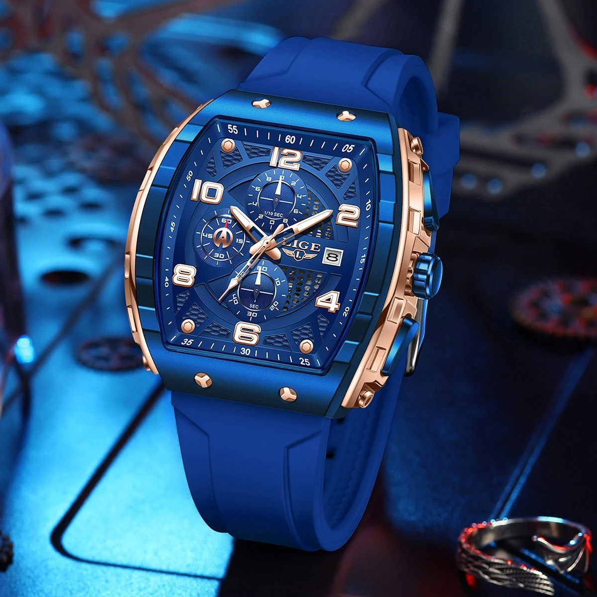 LIGE 89331 Luxury Men’s Sports Quartz Watch 50M Waterproof Luminous Military Wristwatch