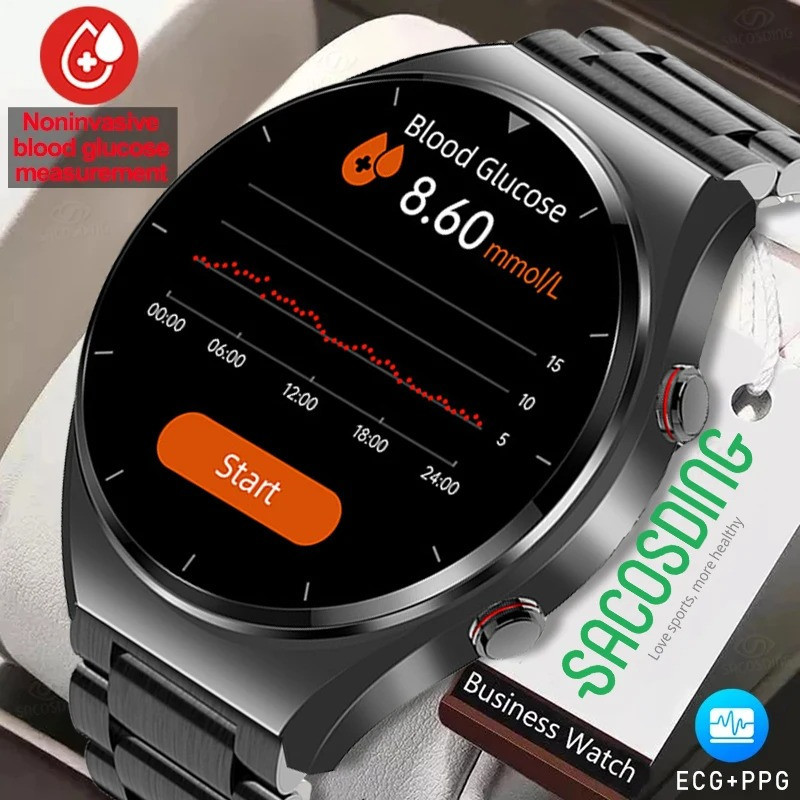 2026 New Noninvasive Blood Gloucose ECG+PPG Smart Watch Men Heart Rate Blood Oxygen Health Smartwatch IP67 Waterproof Sport Watch