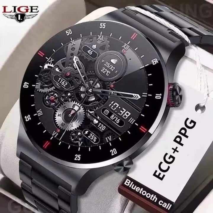 LIGE ECG+PPG+NFC QW33 Bluetooth Call Smart Watch Men HD