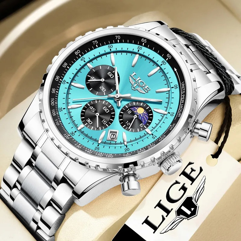 LIGE 9936G Fashion Sports Mens Watches Top Brand Luxury Ultra Thin Casual Quartz Watch