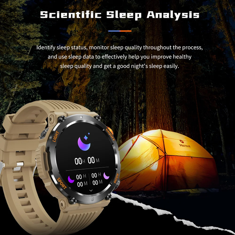 LED Lights Compass Watch For Men Smart Watch Sports Fitness IP67 Waterproof Smartwatch Bluetooth Call Full Touch Screen
