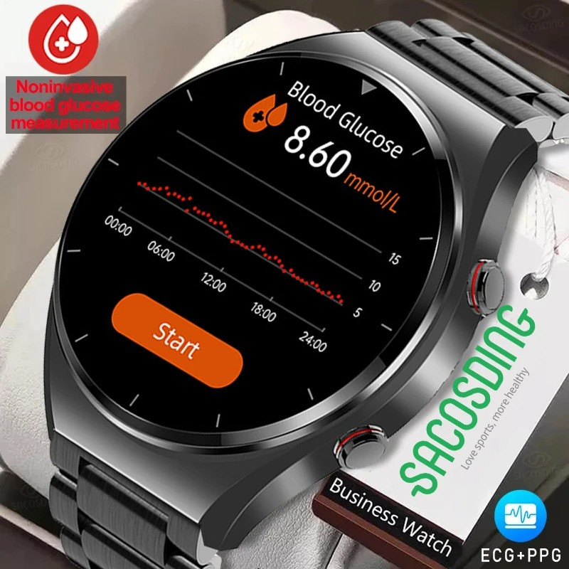 2026 New Noninvasive Blood Gloucose ECG+PPG Smart Watch Men Heart Rate Blood Oxygen Health Smartwatch IP67 Waterproof Sport Watch